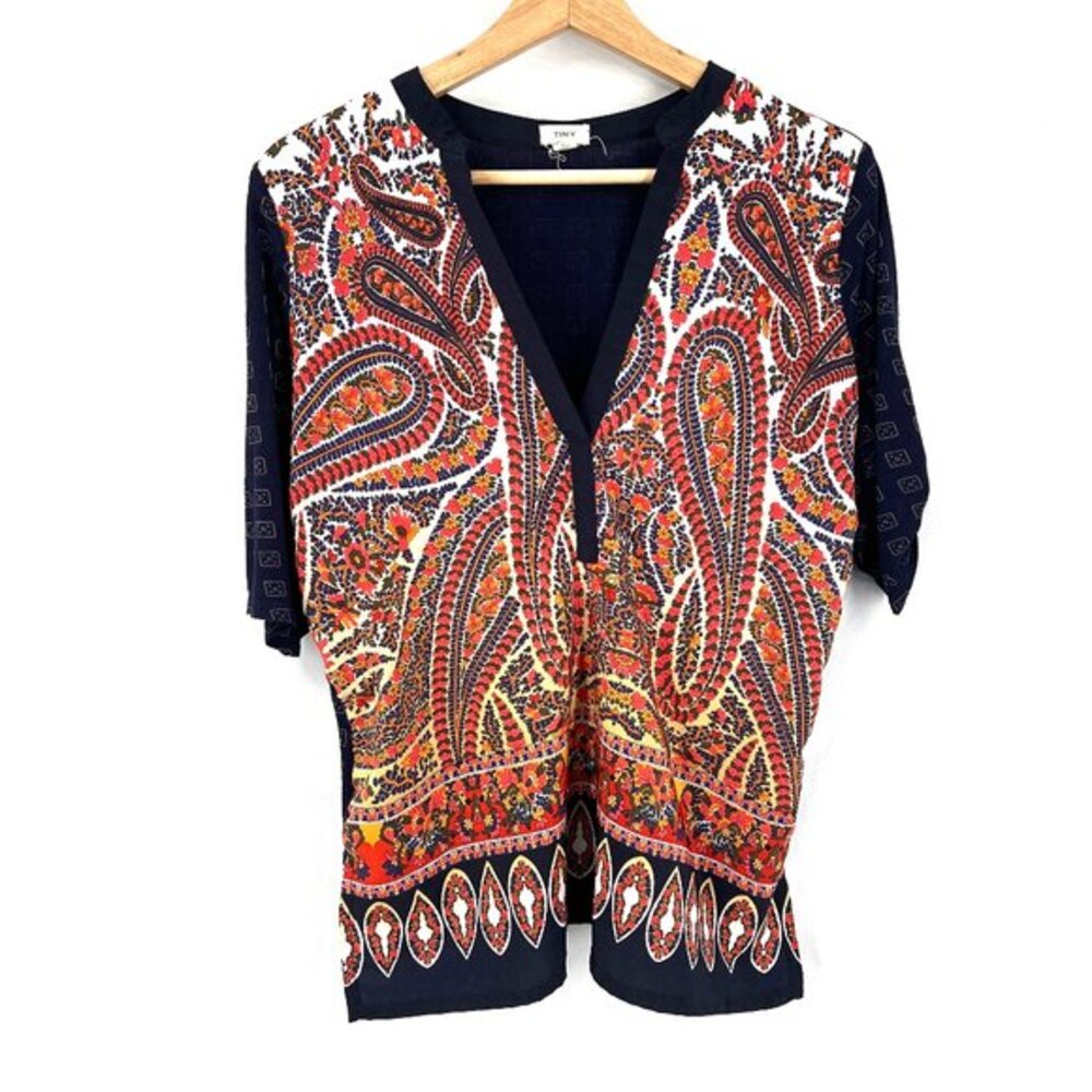 Tiny Anthropology tapestry top floral paisley lightweight boho popover blouse XS
